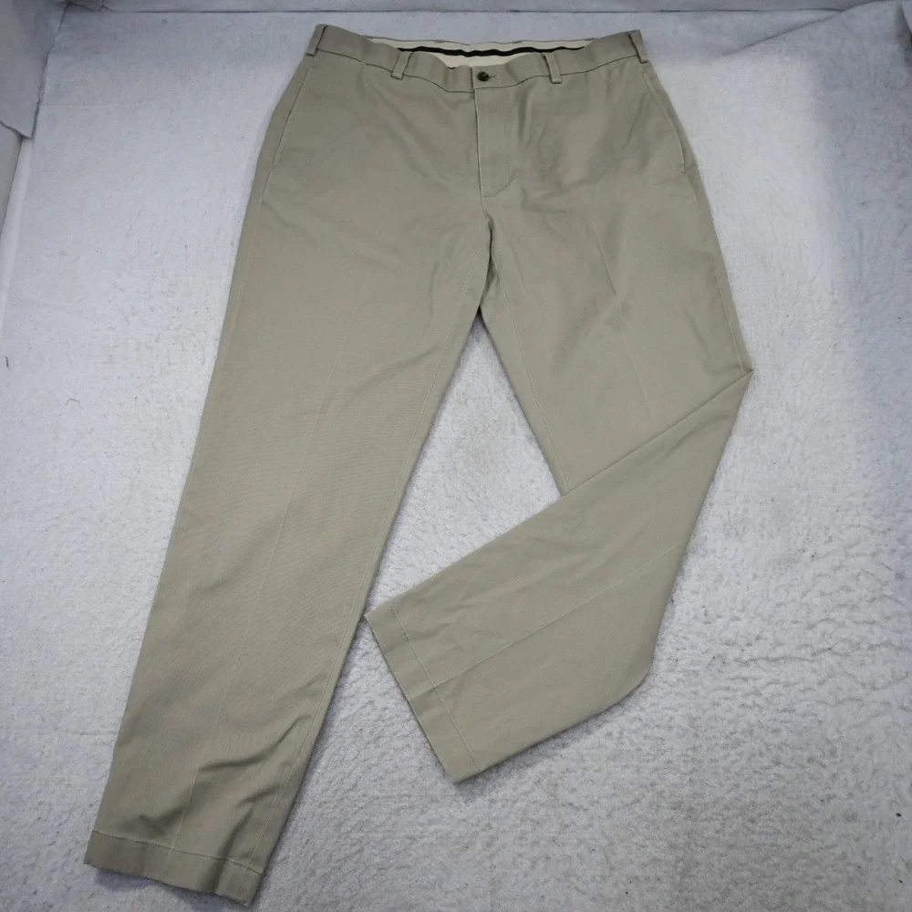 Brooks Brothers Advantage Chino Mens 37x32 Clark Fit Khaki Stretch‎ Cotton Pants